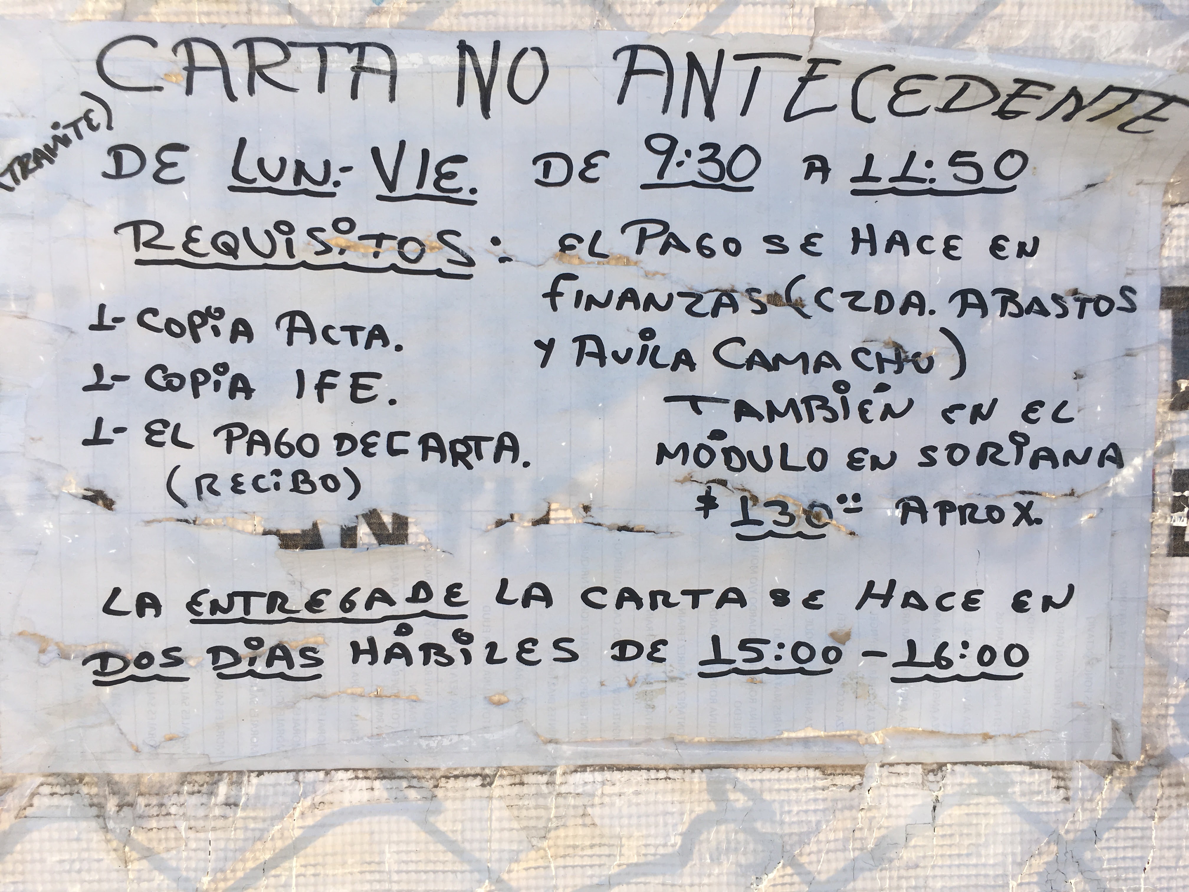 Formato Carta De No Antecedentes Penales