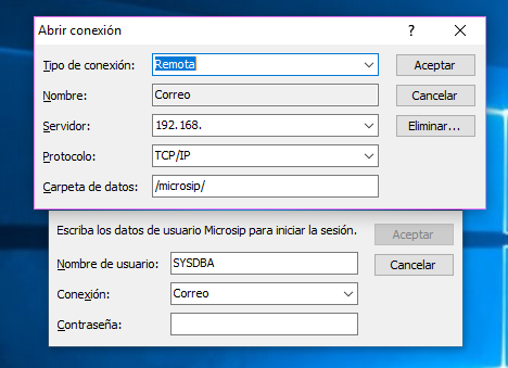 DB Linux remota microsip