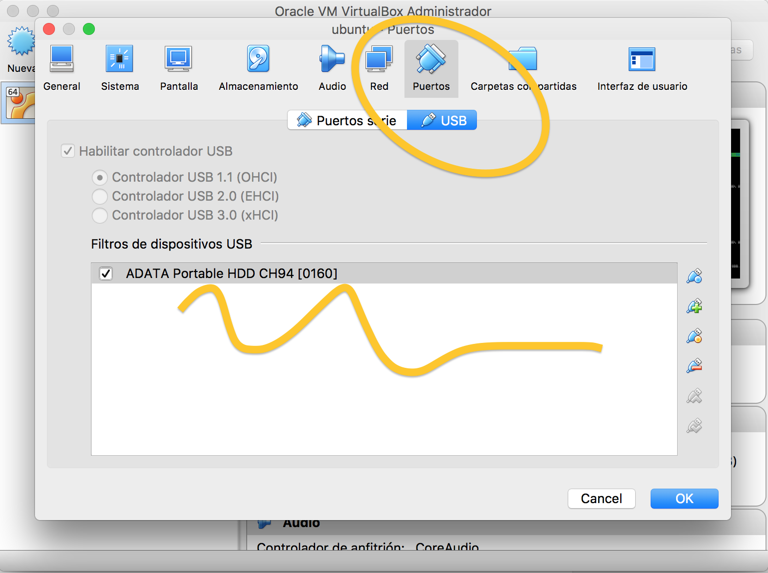 Añadimos el disco duro externo en VirtualBox
