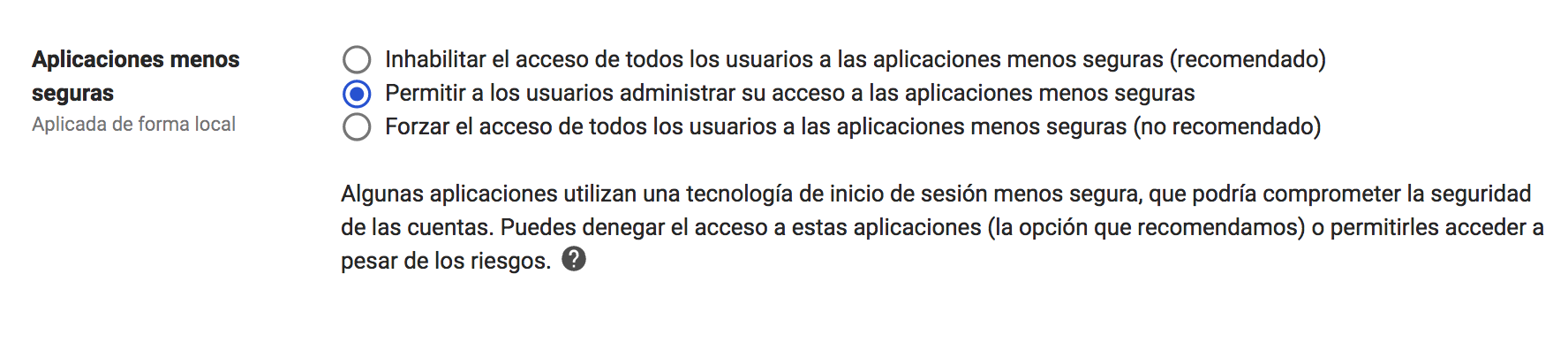 gsuite apps menos seguras