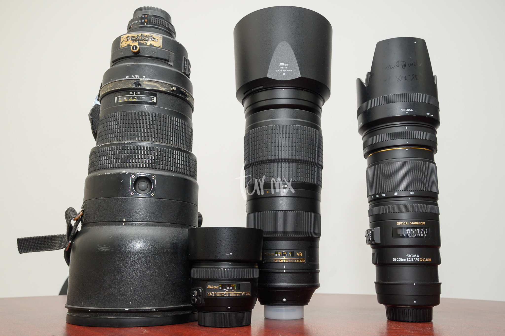 400mm, 50mm, 200 500mm, 70 200mm