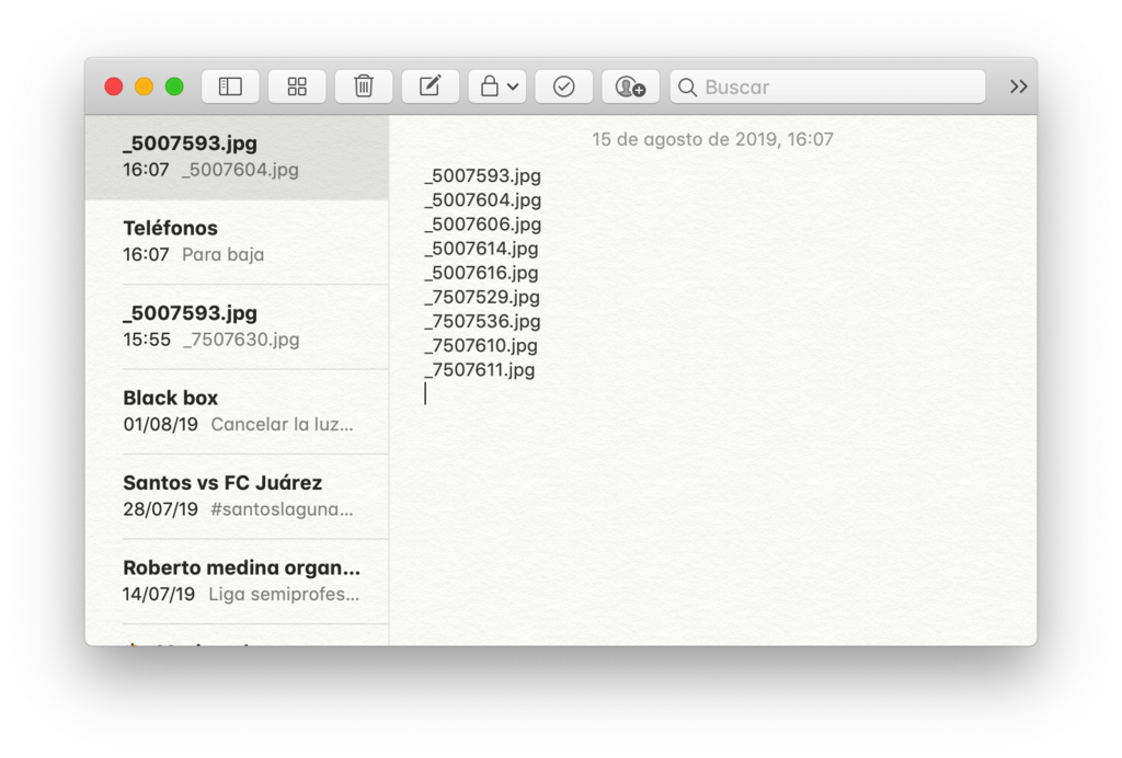 Copiar lista de archivos a un editor en macOS